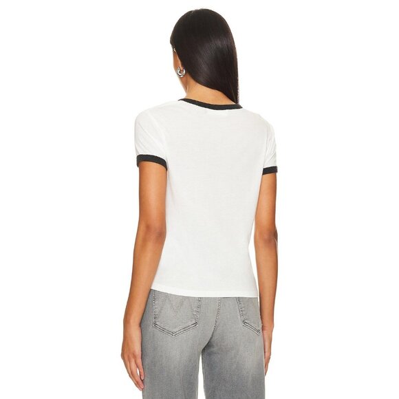 The Laundry Room Swan Lane Perfect Ringer Tee in White & Black Snow - Picture 3 of 4